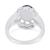 Art Deco Oval Natural Stone Flower Ring