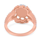 Art Deco Oval Natural Stone Flower Ring