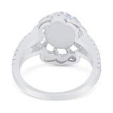 Art Deco Oval Natural Stone Flower Ring