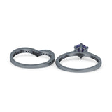 Two Piece Round Natural Stone Chevron Ring