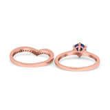 Two Piece Round Natural Stone Chevron Ring