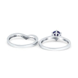 Two Piece Round Natural Stone Chevron Ring
