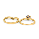 Two Piece Round Natural Stone Chevron Ring