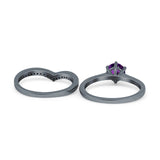 Two Piece Round Natural Stone Chevron Ring