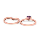 Two Piece Round Natural Stone Chevron Ring