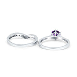 Two Piece Round Natural Stone Chevron Ring