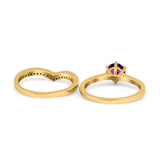 Two Piece Round Natural Stone Chevron Ring
