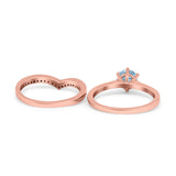 Two Piece Round Natural Stone Chevron Ring