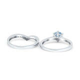 Two Piece Round Natural Stone Chevron Ring