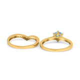 Two Piece Round Natural Stone Chevron Ring