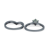 Two Piece Round Natural Stone Chevron Ring