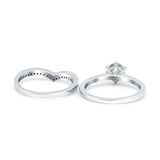 Two Piece Round Natural Stone Chevron Ring
