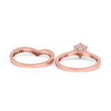 Two Piece Round Natural Stone Chevron Ring