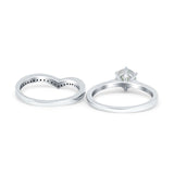 Two Piece Round Natural Stone Chevron Ring