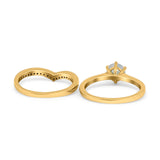 Two Piece Round Natural Stone Chevron Ring