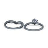 Two Piece Round Natural Stone Chevron Ring