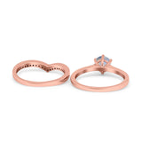 Two Piece Round Natural Stone Chevron Ring