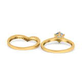 Two Piece Round Natural Stone Chevron Ring