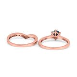 Two Piece Round Natural Stone Chevron Ring
