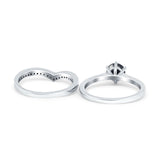 Two Piece Round Natural Stone Chevron Ring
