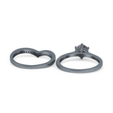 Two Piece Round Natural Stone Chevron Ring