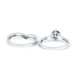 Two Piece Round Natural Stone Chevron Ring