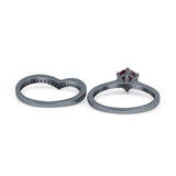 Two Piece Round Natural Stone Chevron Ring
