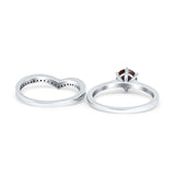 Two Piece Round Natural Stone Chevron Ring