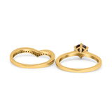 Two Piece Round Natural Stone Chevron Ring