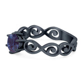 Round Natural Stone Solitaire Ring