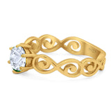 Round Natural Stone Solitaire Ring
