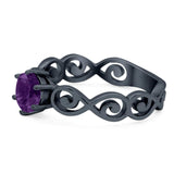 Round Natural Stone Solitaire Ring