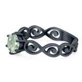 Round Natural Stone Solitaire Ring