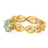 Round Natural Stone Solitaire Ring