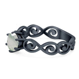 Round Natural Stone Solitaire Ring