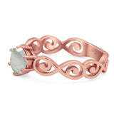 Round Natural Stone Solitaire Ring