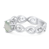 Round Natural Stone Solitaire Ring