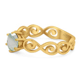 Round Natural Stone Solitaire Ring