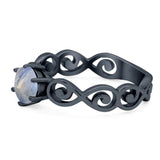 Round Natural Stone Solitaire Ring