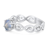 Round Natural Stone Solitaire Ring