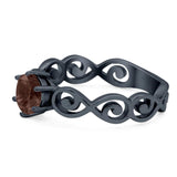 Round Natural Stone Solitaire Ring