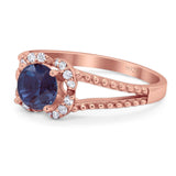 Art Deco Round Natural Stone Floral Ring