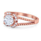 Art Deco Round Natural Stone Floral Ring