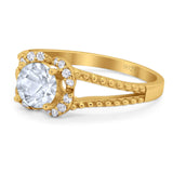 Art Deco Round Natural Stone Floral Ring