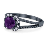 Art Deco Round Natural Stone Floral Ring