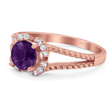 Art Deco Round Natural Stone Floral Ring