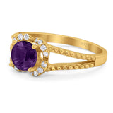 Art Deco Round Natural Stone Floral Ring