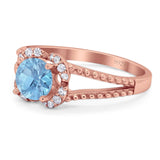 Art Deco Round Natural Stone Floral Ring