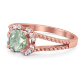 Art Deco Round Natural Stone Floral Ring