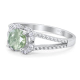 Art Deco Round Natural Stone Floral Ring